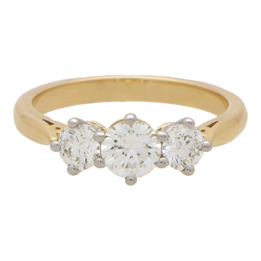 Diamond Three Stone Engagement Ring with GIA Certificate, 1.02 carat total