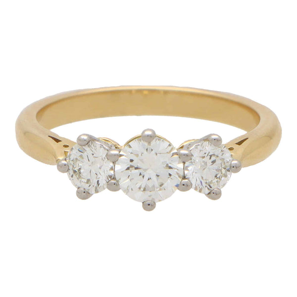 Diamond Three Stone Engagement Ring with GIA Certificate, 1.02 carat total