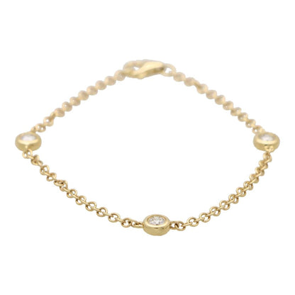 Modern Bezel Set Triple Diamond Set Gold Chain Bracelet
