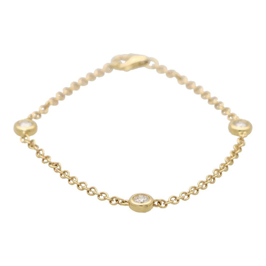 Modern Bezel Set Triple Diamond Set Gold Chain Bracelet