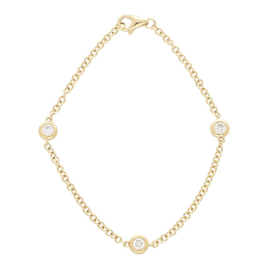 Modern Bezel Set Triple Diamond Set Gold Chain Bracelet