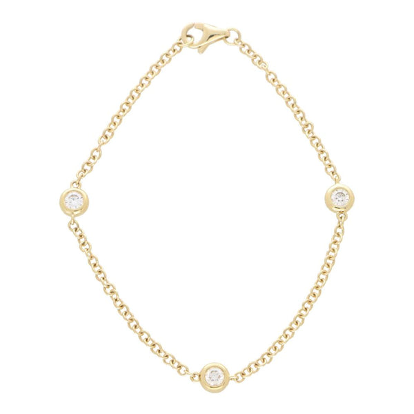 Modern Bezel Set Triple Diamond Set Gold Chain Bracelet