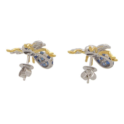 Blue Sapphire and Diamond Bee Stud Earrings