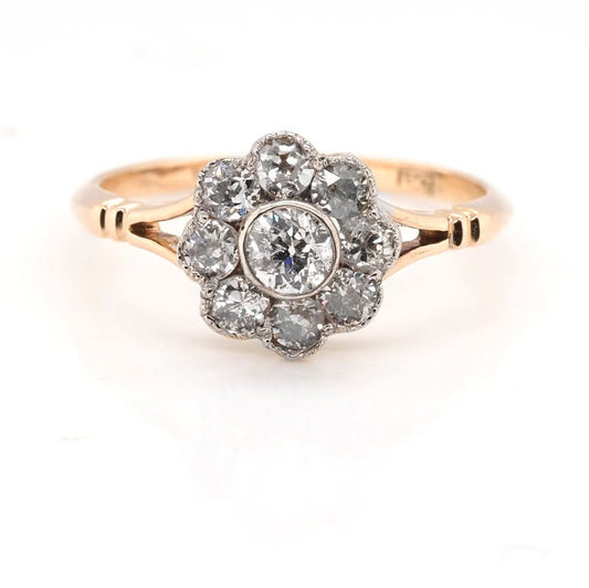 15 ct Yellow Gold Diamond Cluster Engagement Ring