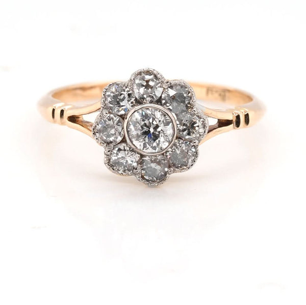 15 ct Yellow Gold Diamond Cluster Engagement Ring