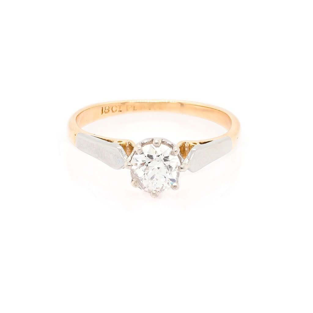 Jewellery 18ct Gold and Platinum Diamond Solitaire Ring
