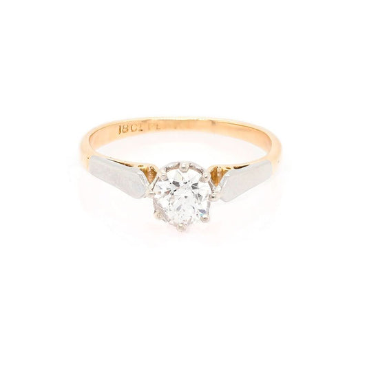 Jewellery 18ct Gold and Platinum Diamond Solitaire Ring