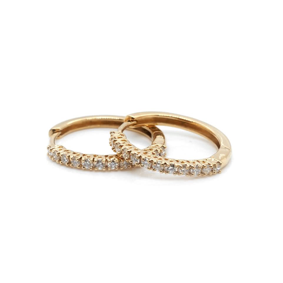 Jewellery 18ct Gold Diamond Hinged Huggie Earrings