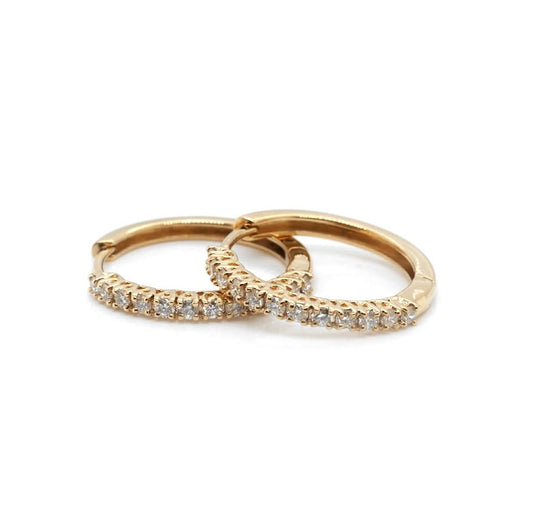 Jewellery 18ct Gold Diamond Hinged Huggie Earrings