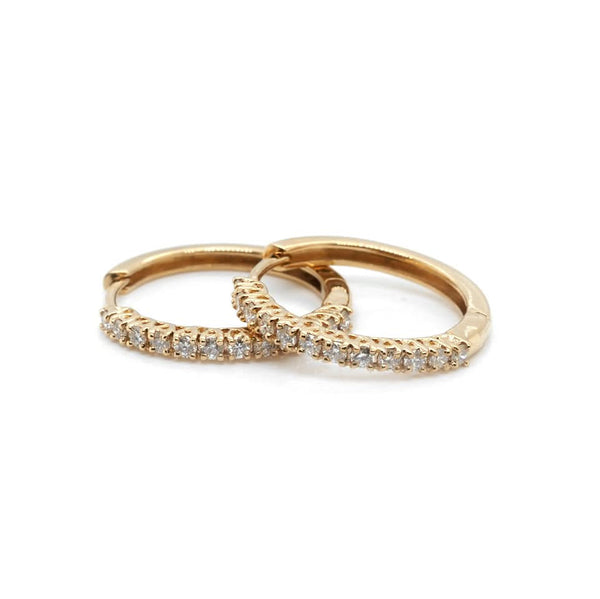 Jewellery 18ct Gold Diamond Hinged Huggie Earrings