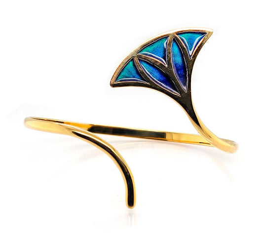 Jewellery 18ct Gold, Lotus Flower Torque Bangle