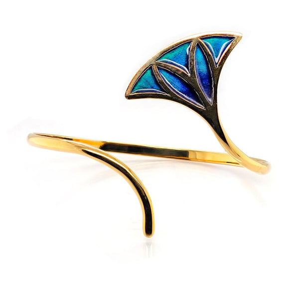 Jewellery 18ct Gold, Lotus Flower Torque Bangle