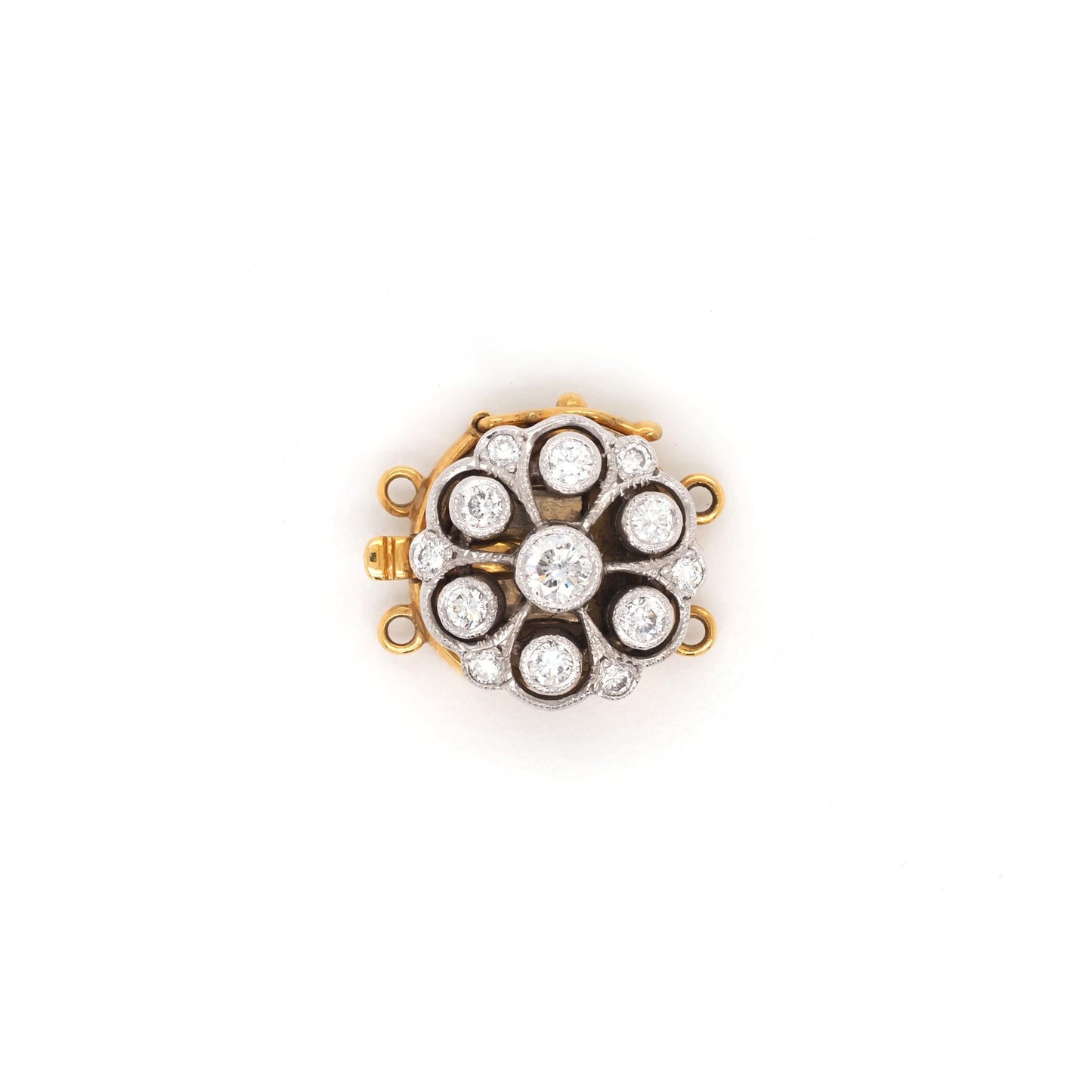 Jewellery 18ct White and Yellow Gold Diamond Two-Row Pearl Clasp