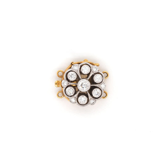 Jewellery 18ct White and Yellow Gold Diamond Two-Row Pearl Clasp