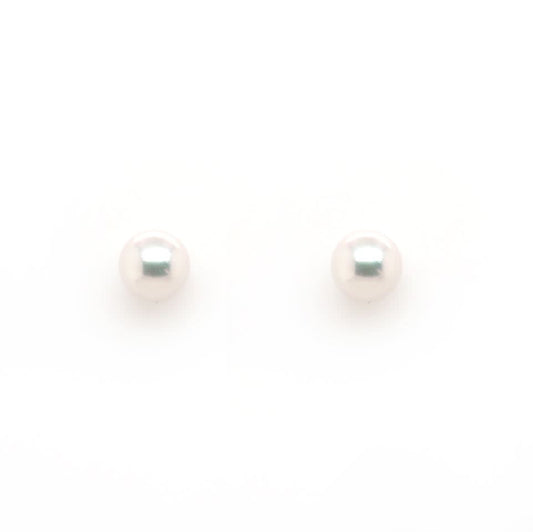 A pair of white pearl stud earrings
