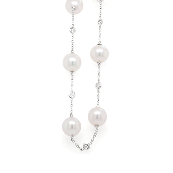 Jewellery 18ct White Gold Akoya Pearl and Diamond Bracelet