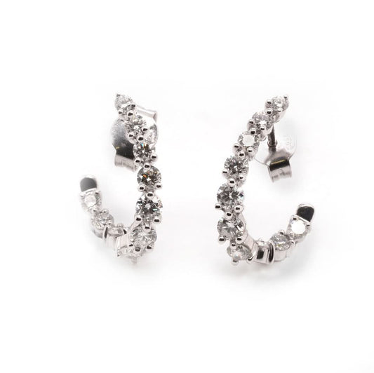 Jewellery 18ct White Gold and Diamond Half Hoop Earrings