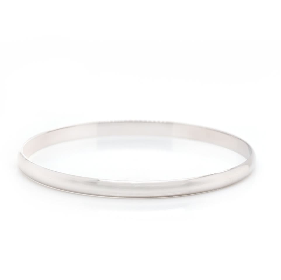 18ct White Gold D-Shape Slave Bangle