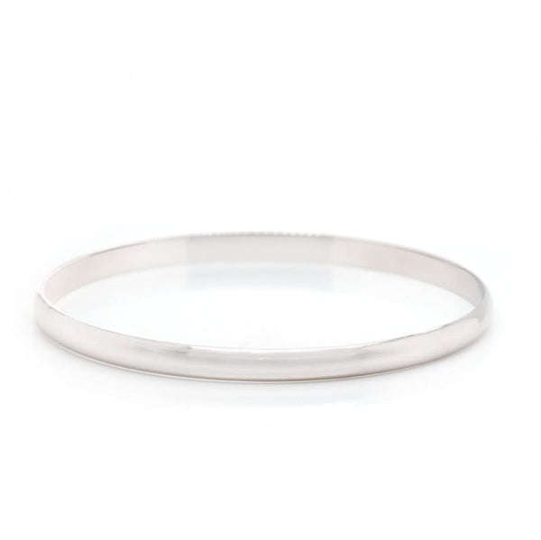 18ct White Gold D-Shape Slave Bangle