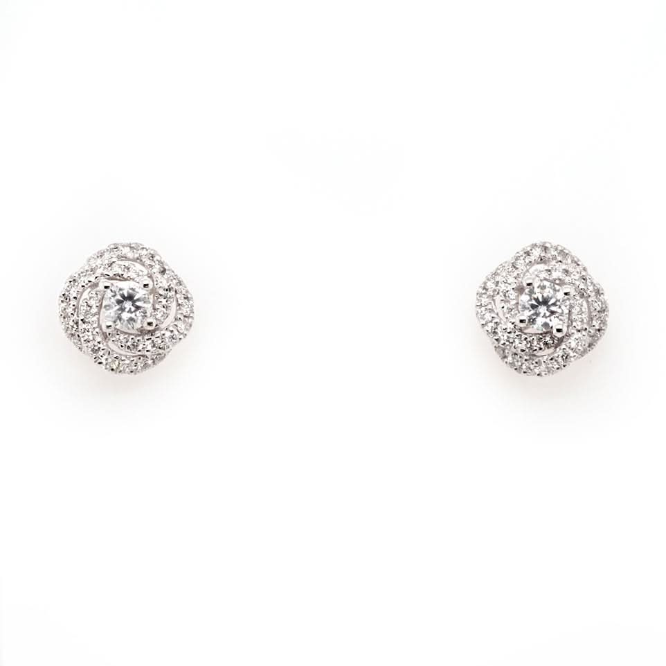 18ct White Gold Diamond Cluster Earrings