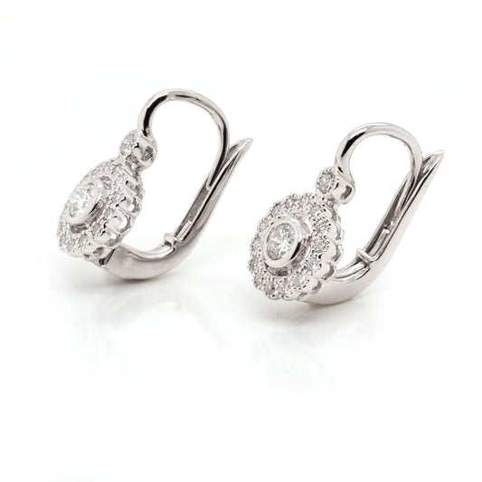 18ct White Gold Diamond Cluster Hoop/Dangle Earrings