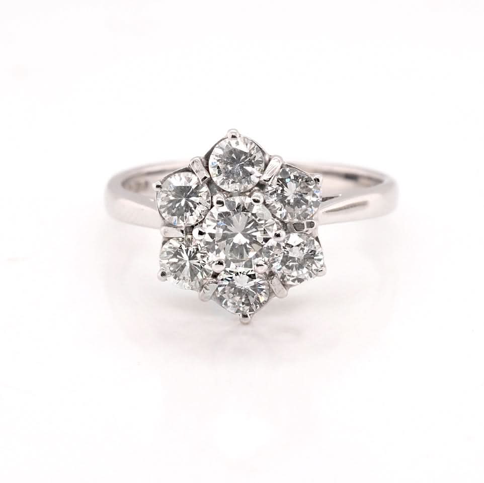 Jewellery 18 ct White Gold Diamond Cluster Ring