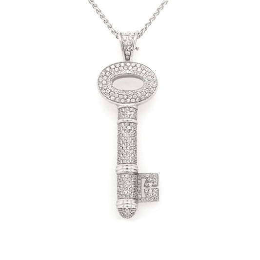 Jewellery 18ct White Gold Diamond Key Necklace