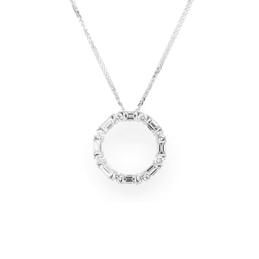 Jewellery 18ct White Gold Diamond-Set Circle Pendant