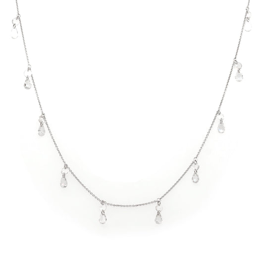 A white gold diamond drop chain necklace