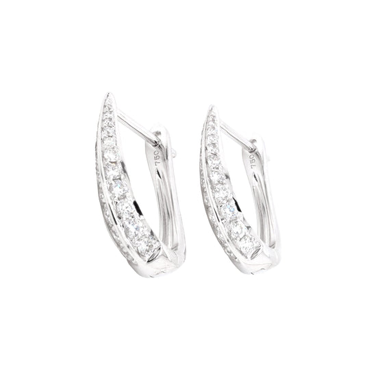 A pair of white gold diamond set hinged hoop earrings