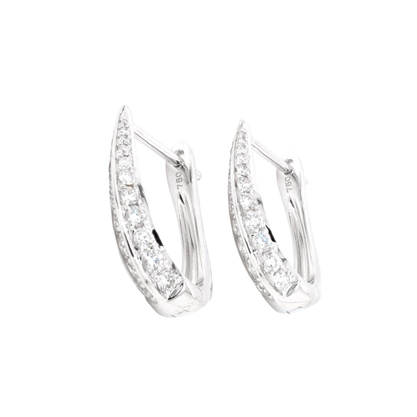 A pair of white gold diamond set hinged hoop earrings