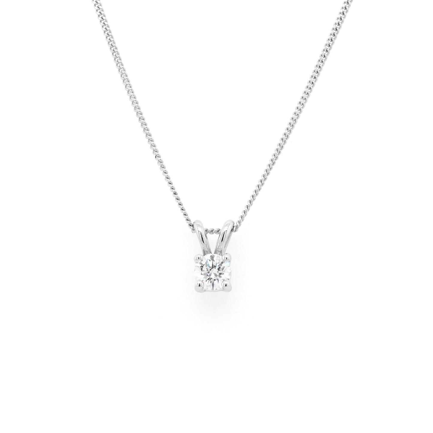 Jewellery 18ct White Gold Diamond Single Stone Pendant, 0.30ct