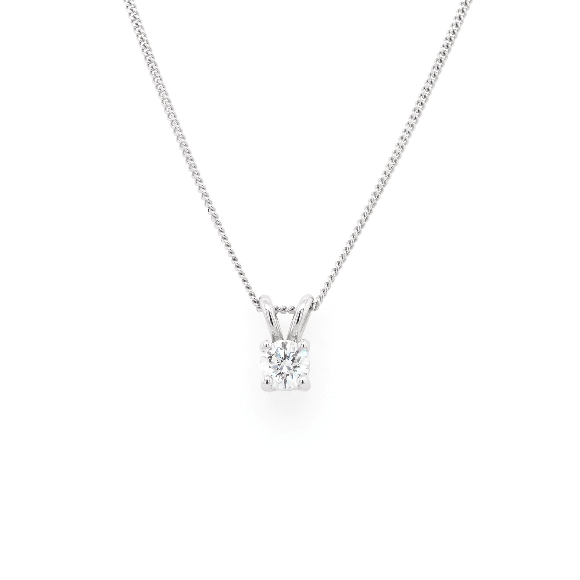 Jewellery 18ct White Gold Diamond Single Stone Pendant, 0.30ct