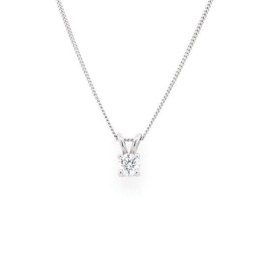 Jewellery 18ct White Gold Diamond Single Stone Pendant, 0.30ct