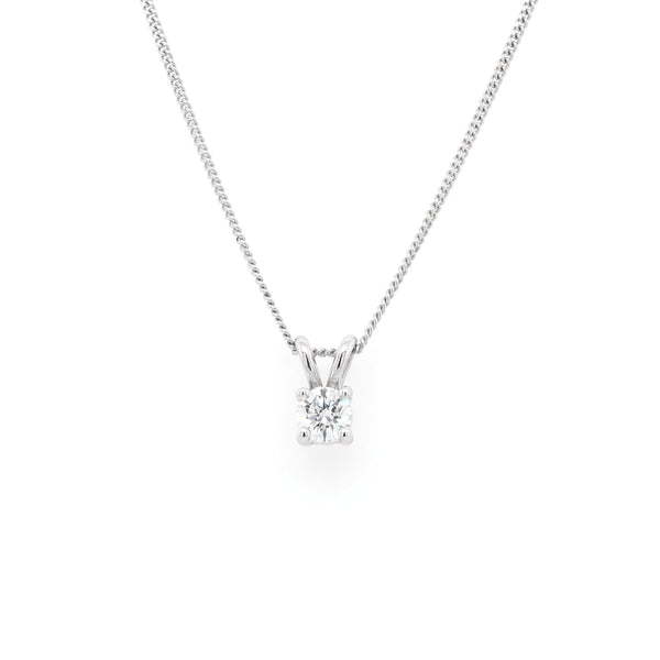 Jewellery 18ct White Gold Diamond Single Stone Pendant, 0.30ct
