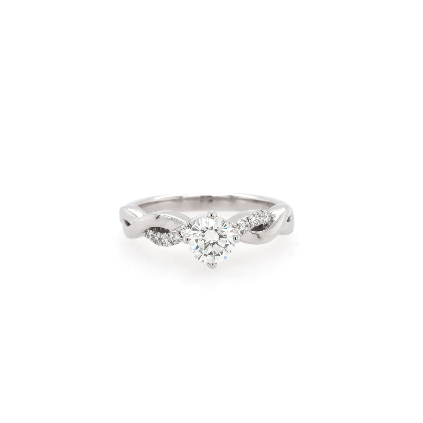 Jewellery 18ct White Gold Diamond Solitaire Twist Engagement Ring