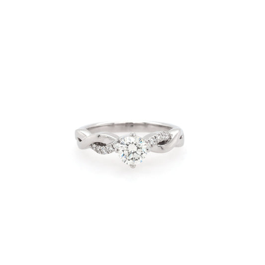 Jewellery 18ct White Gold Diamond Solitaire Twist Engagement Ring