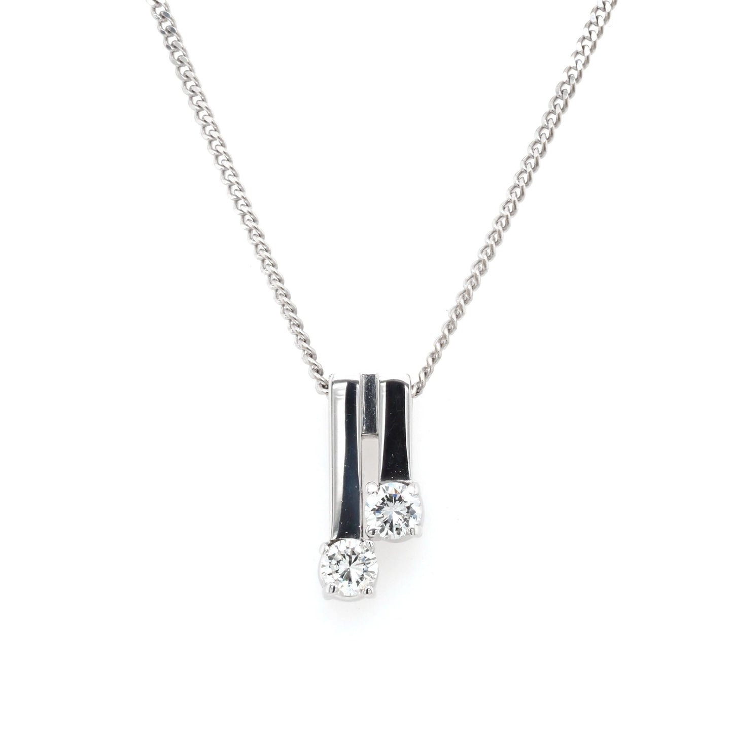 Jewellery 18ct White Gold Dual-Bar Diamond-Set Pendant