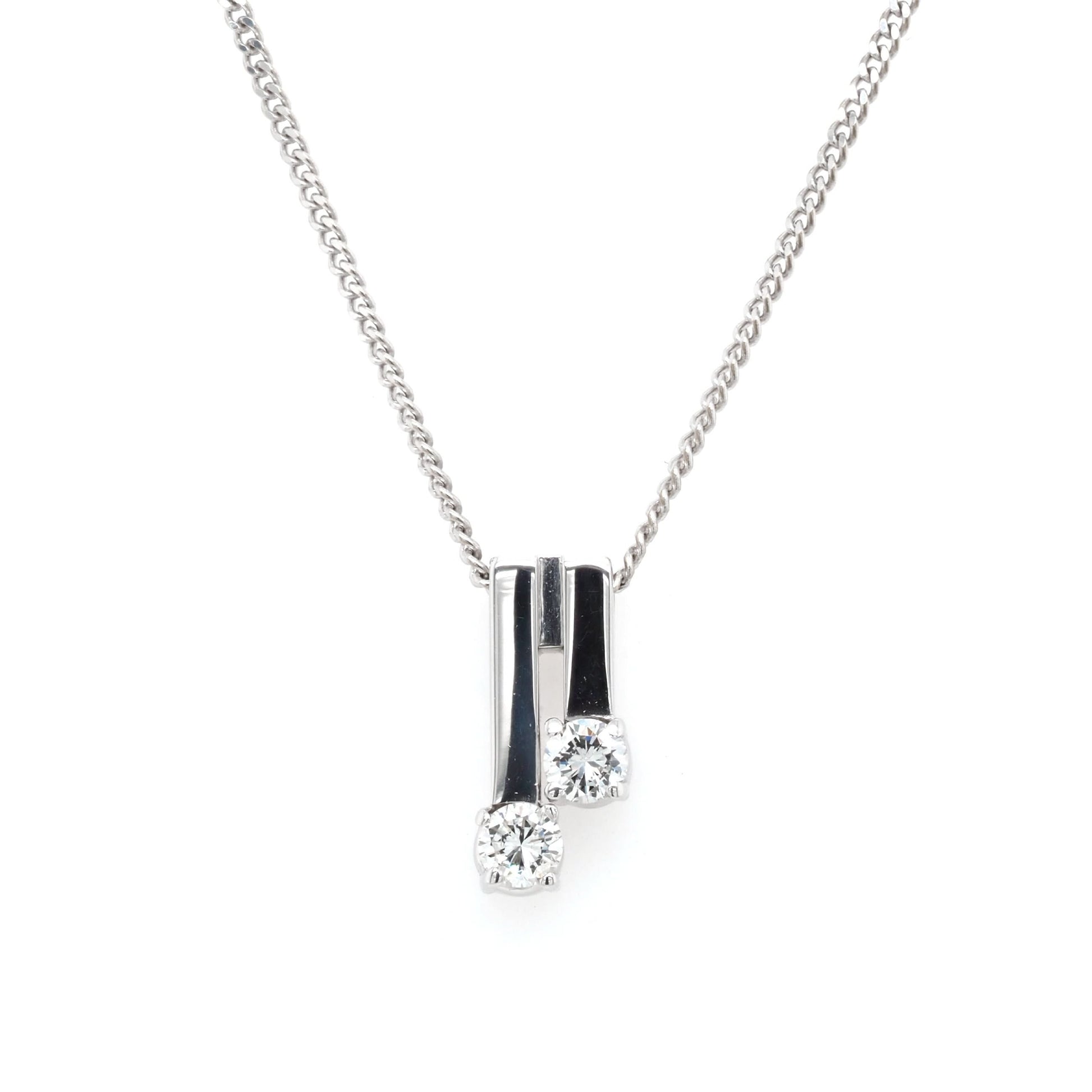 Jewellery 18ct White Gold Dual-Bar Diamond-Set Pendant