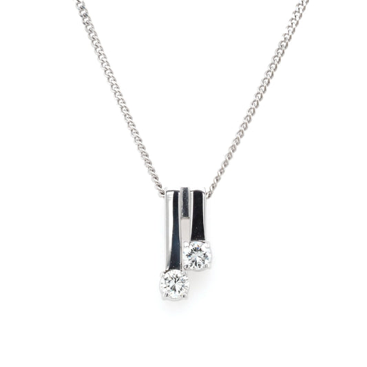 Jewellery 18ct White Gold Dual-Bar Diamond-Set Pendant