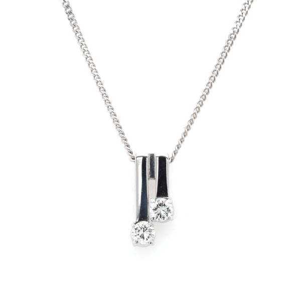 Jewellery 18ct White Gold Dual-Bar Diamond-Set Pendant