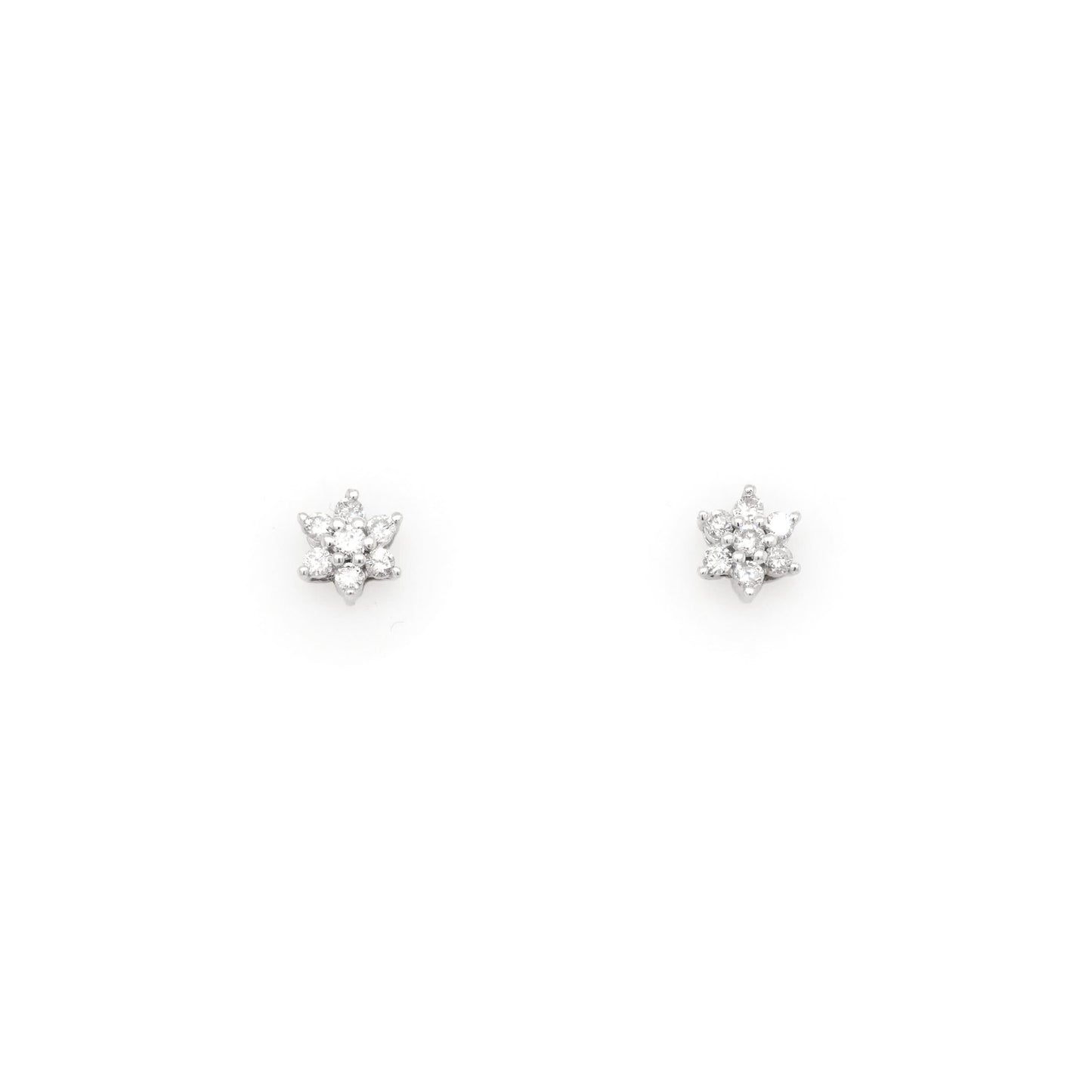 18ct White Gold Floral Diamond Stud Earrings