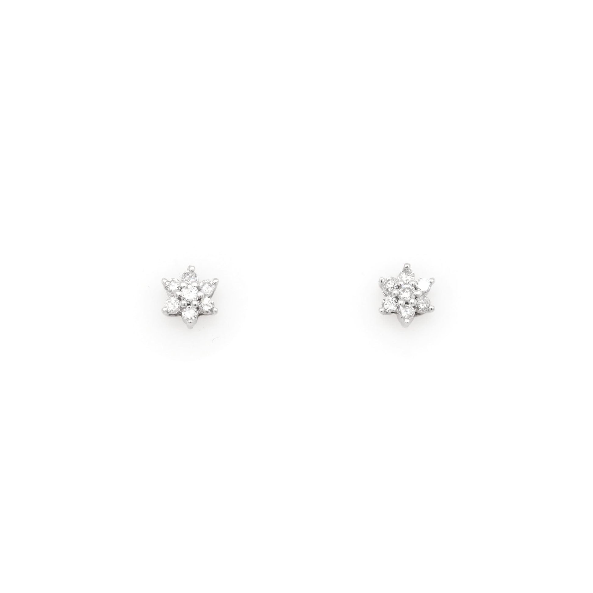 18ct White Gold Floral Diamond Stud Earrings