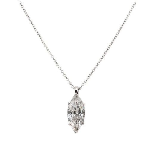 18ct White Gold Marquise-Set Diamond Necklace