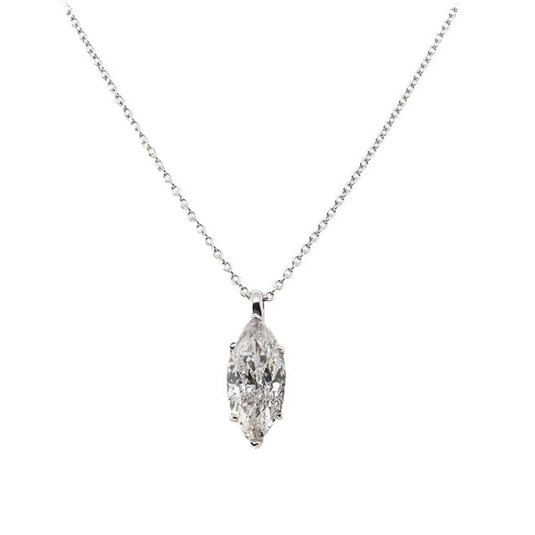 18ct White Gold Marquise-Set Diamond Necklace