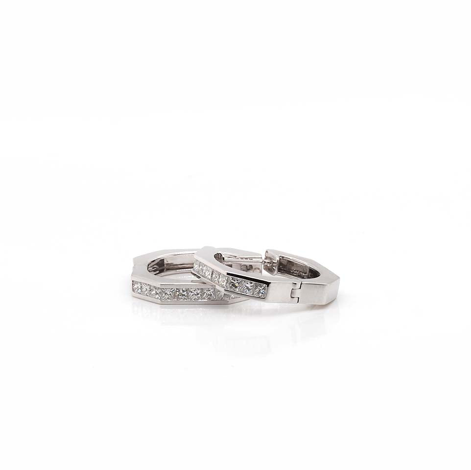 A pair of white gold diamond set hoop earrings