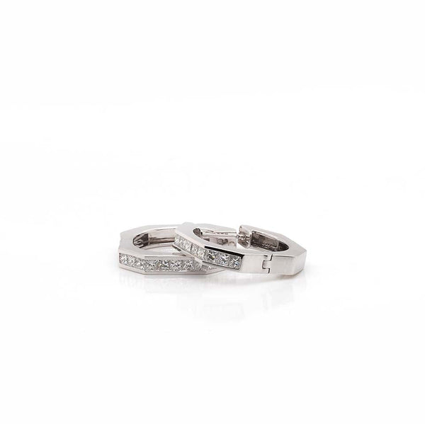 A pair of white gold diamond set hoop earrings