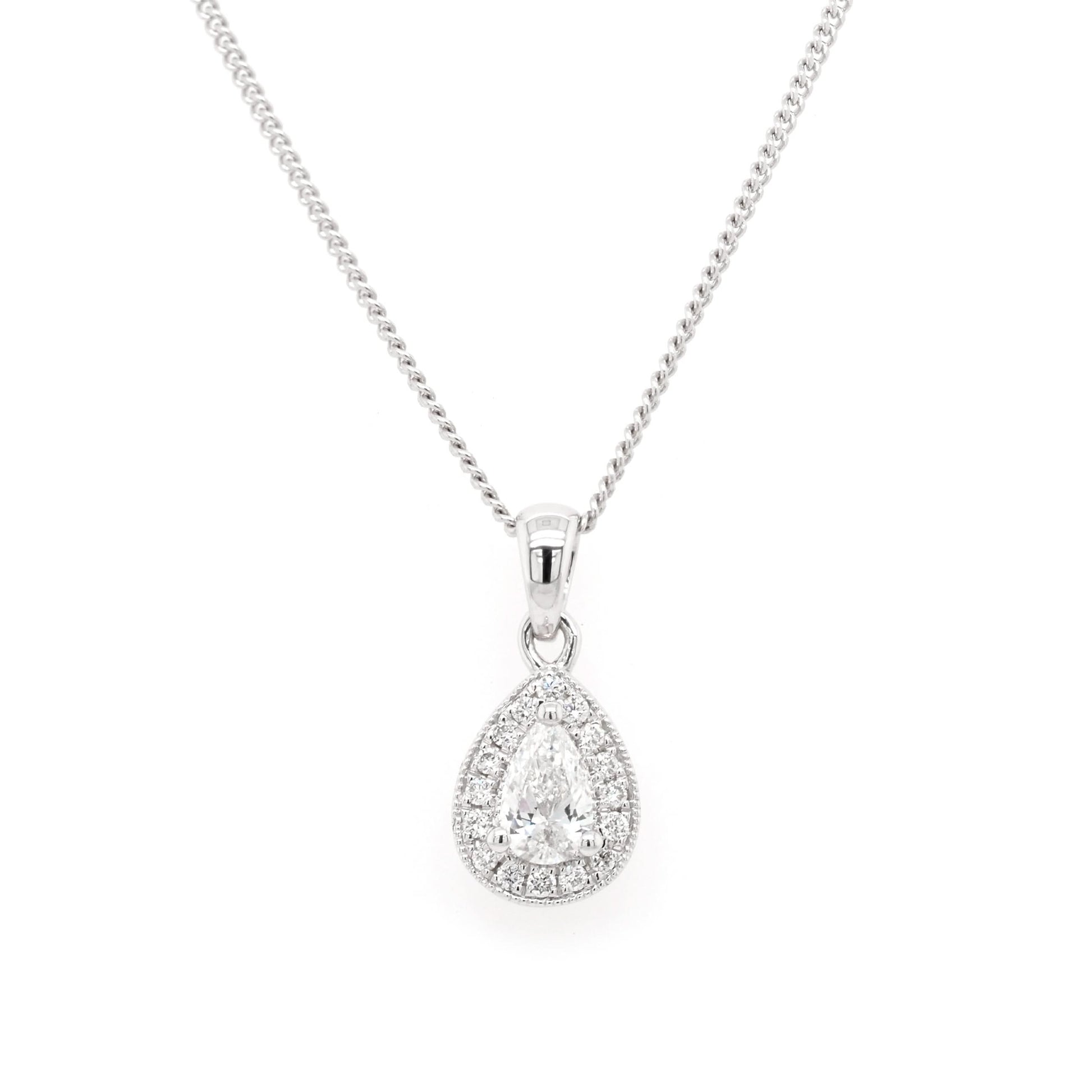 Jewellery 18ct White Gold Pear-cut Diamond Cluster Pendant