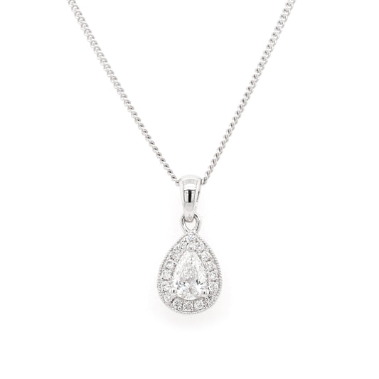 Jewellery 18ct White Gold Pear-cut Diamond Cluster Pendant