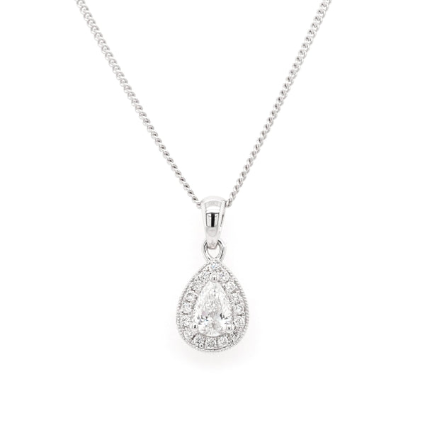 Jewellery 18ct White Gold Pear-cut Diamond Cluster Pendant